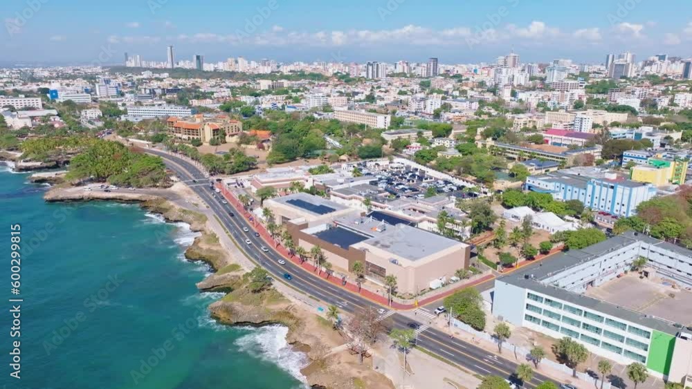 Ministry of Foreign Affairs, George Washington Avenue in Santo Domingo, Dominican Republic. Aerial drone panoramic view and cityscape Ministry of Foreign Affairs, George Washington Avenue in Santo Domingo, Dominican Republic. Aerial drone panoramic view and cityscape