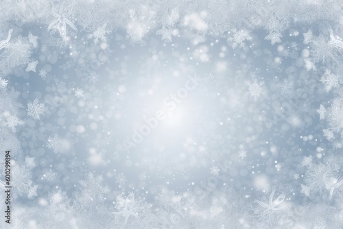 snowy winter landscape with falling snowflakes Generative AI