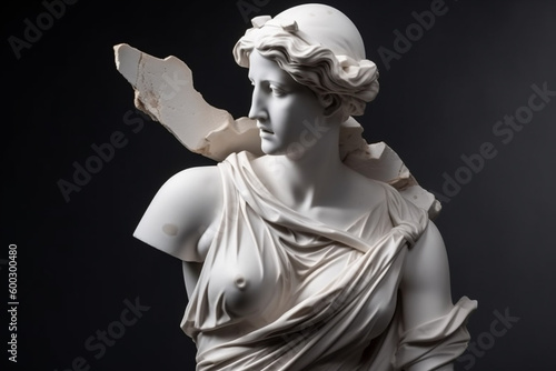 Bust of broken ancient Greek statue. Generative AI