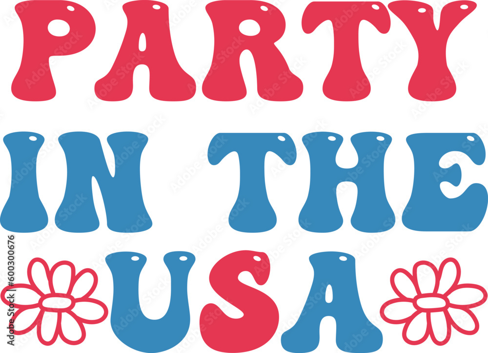  Party in the USA 4th of July typography t-shirt design