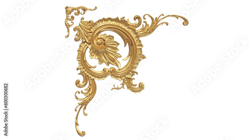 antique gold ornament isolated