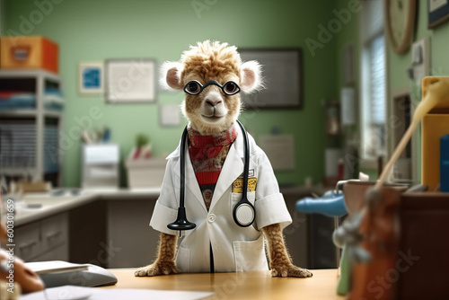 Cute animal doctor created with Generative AI technology photo