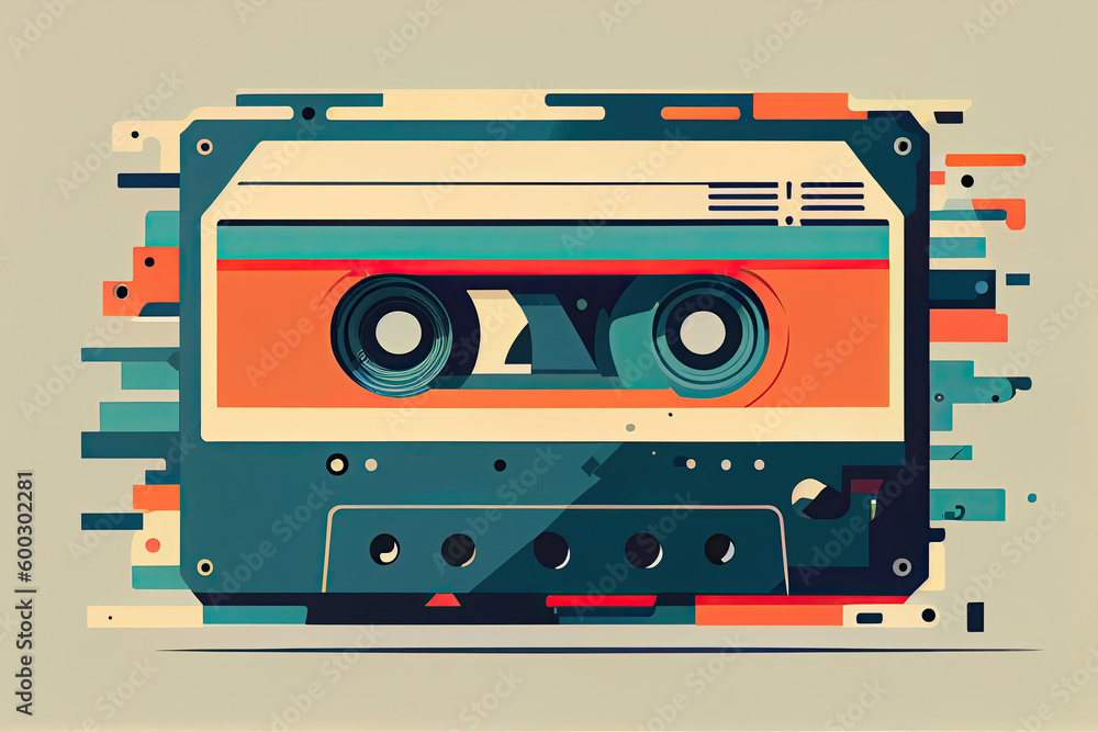 Colorful analog cassette tape