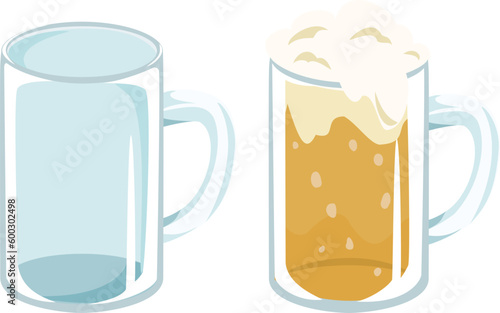 ビールジョッキとビールが入ったジョッキのアイコンセット