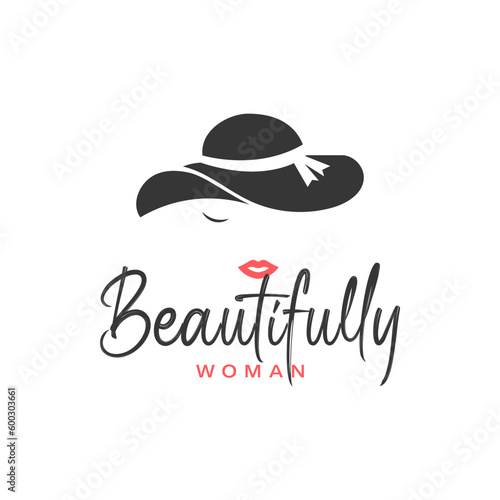 The logo illustrates a beautiful woman wearing a hat. It is suitable for beauty, fashion logos