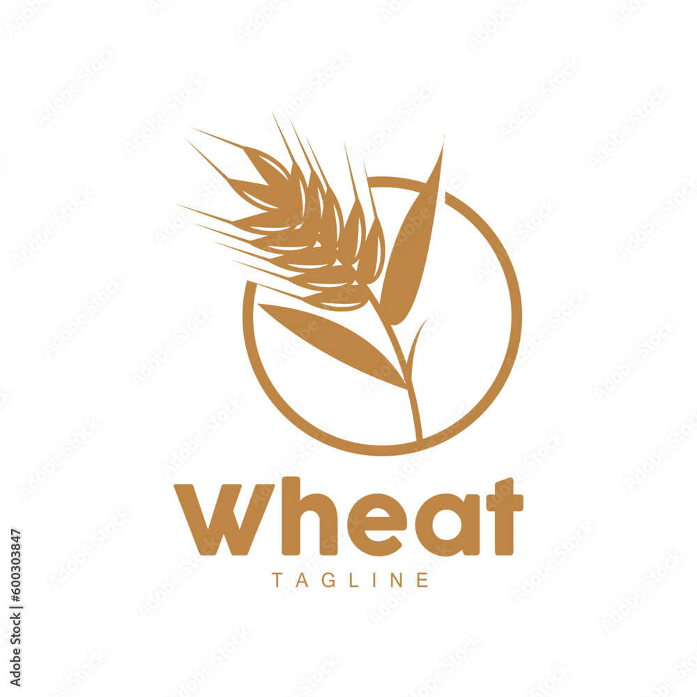 Obraz premium Rice Logo, Farm Wheat Logo Design, Vector Wheat Rice Icon Template Illustration