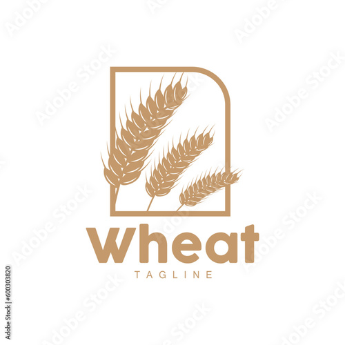 Rice Logo, Farm Wheat Logo Design, Vector Wheat Rice Icon Template Illustration