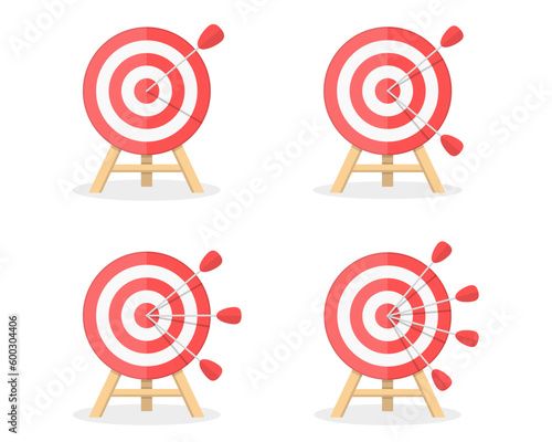 Red targets with one, two three and four arrows