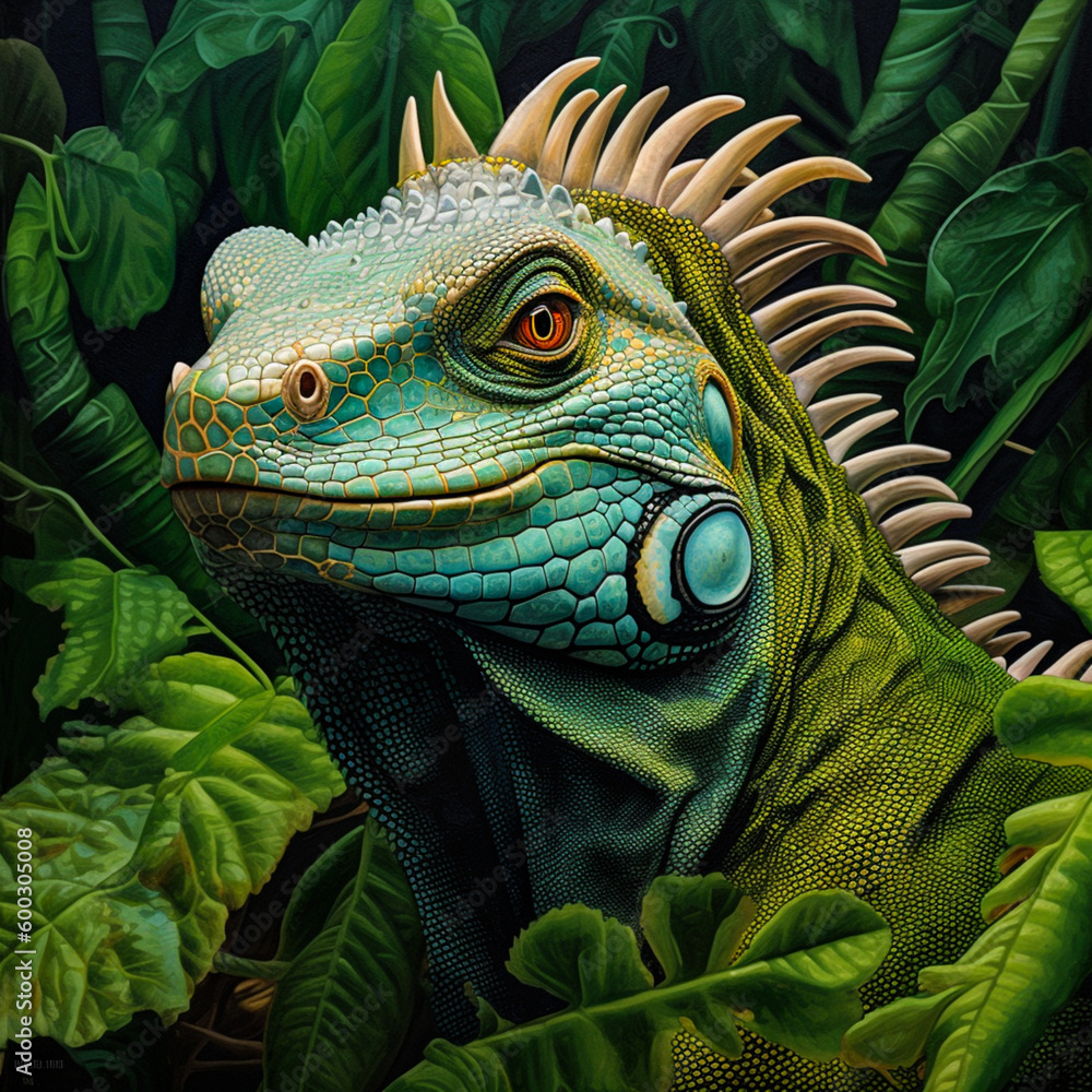 Fototapeta premium green iguana in the zoo