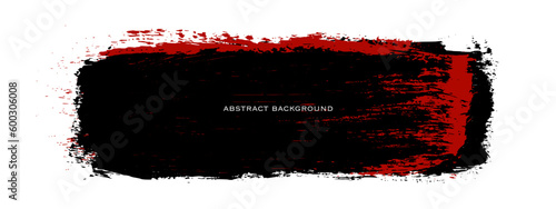 Black and red brush stroke ink isolated on white. Panoramic background. Wide horizontal long banner. Grunge design element. Vector illustration, Eps 10.