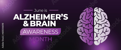 Alzheimer's and Brain Awareness Month. June. Vector banner. Eps10