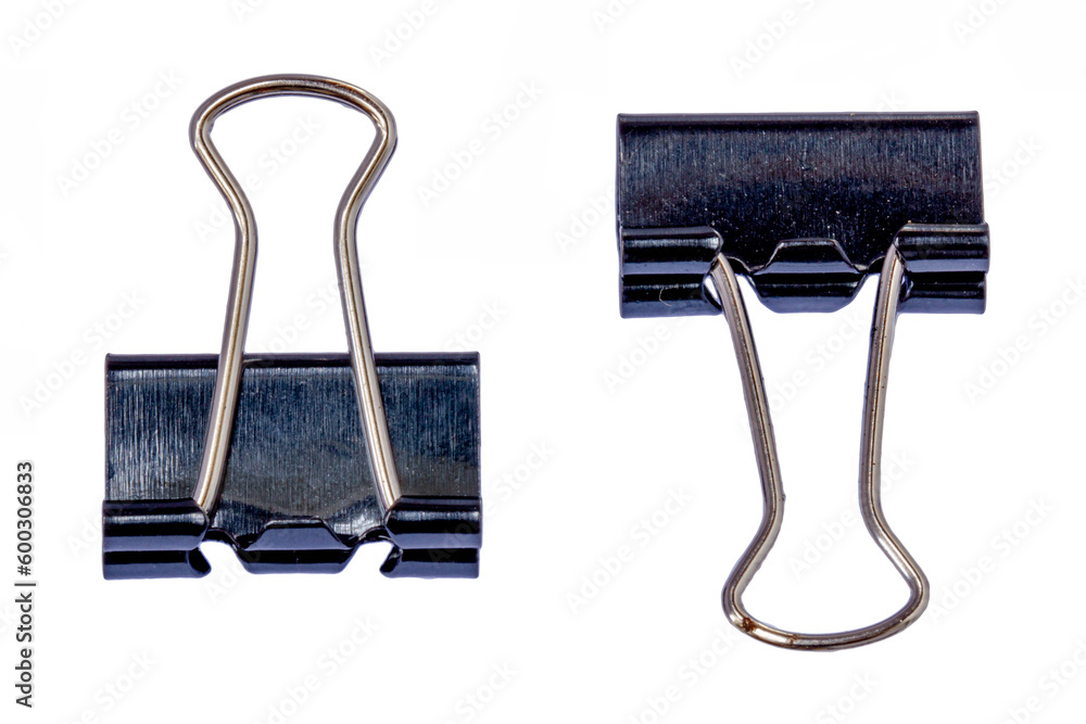 Two black metal paper clips Two black metal paper clips