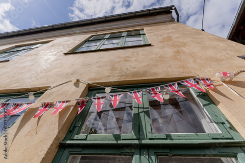 Canvas Print Flag. Flag of Denmark. Ancient street.