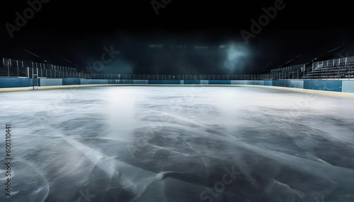 Hockey ice rink sport arena empty field - stadium. Generative ai