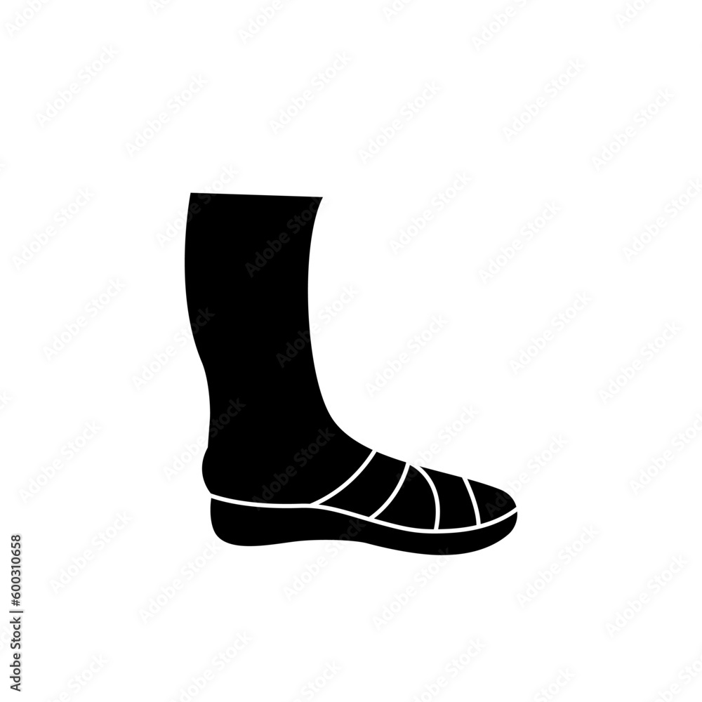 Leg with foot silhouette on white background, vector illustration in flat cartoon design, wearing shoes. Leg with foot silhouette on white background, vector illustration in flat cartoon design, wearing shoes.