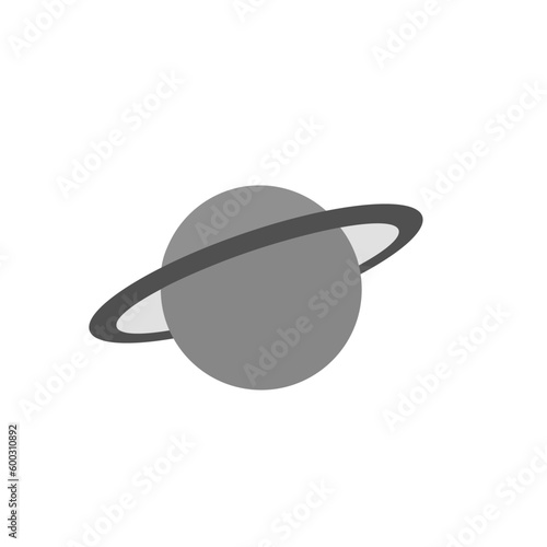 Saturn silhouette cartoon on white background, vector illustration in flat cartoon design.