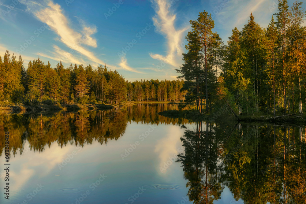 Evening by the lake, peace and quiet. Around Dorotea, Sweden Evening by the lake, peace and quiet. Around Dorotea, Sweden