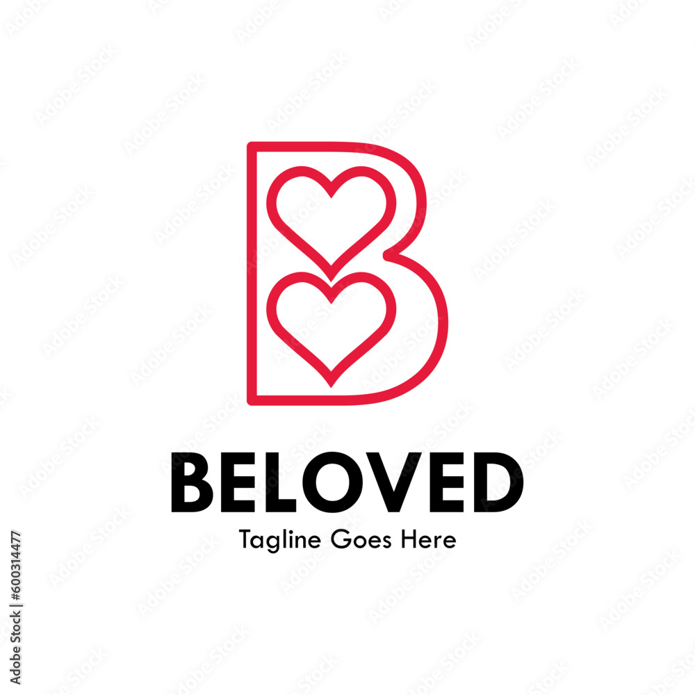 b letter with love or beloved design logo template illustration b letter with love or beloved design logo template illustration