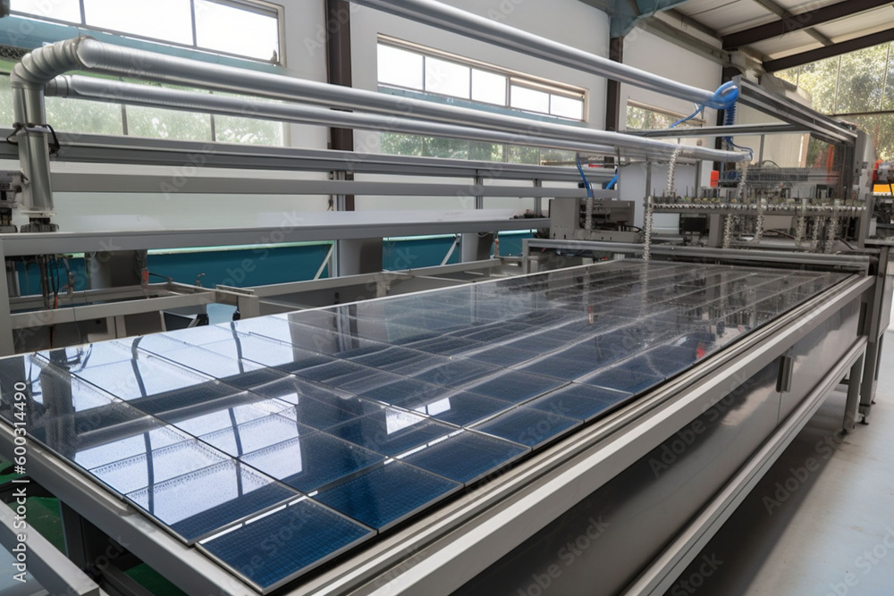 Obraz premium renewable engineering equipment energy manufacturing production panel technology solar industry. Generative AI.