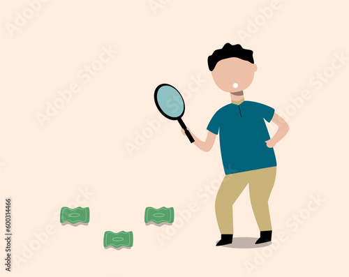 Employee searching for money. Businessman looking for money and opportunity in business. Business and financial concept