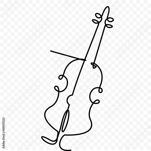 cello silhouette, One continuous single line hand 