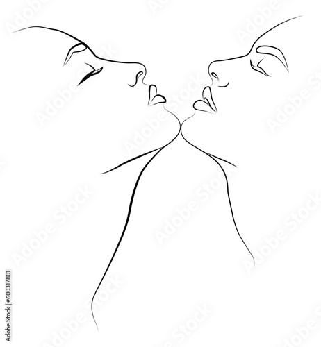 Couple line art. woman and woman one line drawing vector.