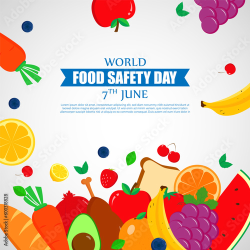 Vector illustration of World Food Safety Day social media story feed mockup template