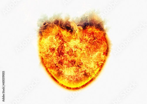 burning heart on fire