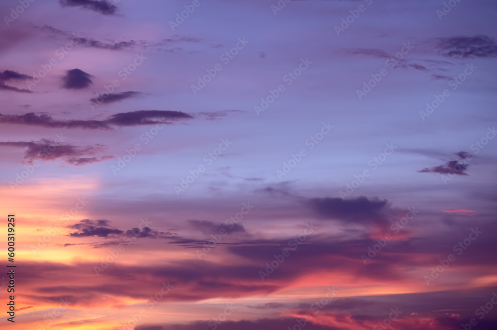 Pink sunset clouds sky background.