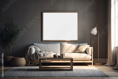 A picture frame mockup on a wall