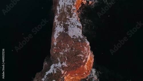 Drine top down view at 60fps of famous Perce rock in Percé, Québec, Canada. photo