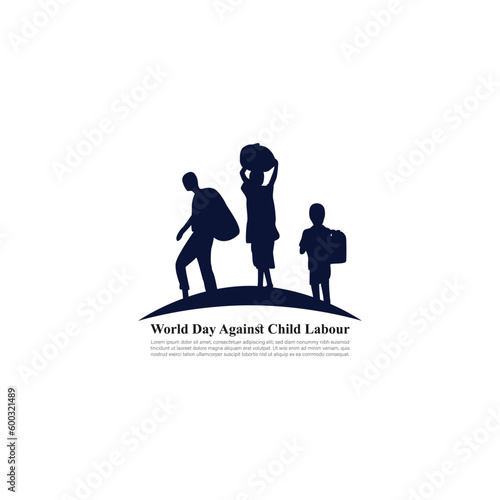 Vector illustration of World Day Against Child Labour 12 June social media story mockup template
