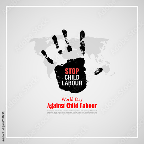 Vector illustration of World Day Against Child Labour 12 June social media story mockup template