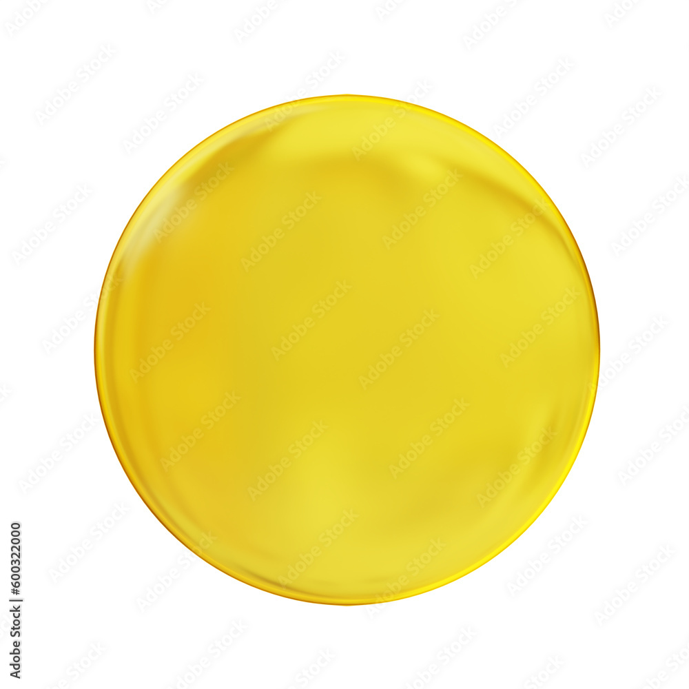 yellow gold oil bubble ripple drop water isolated on white background. yellow gold water oil bubble ripple drop isolated. yellow gold essential oil bubble ripple drop water isolated 3d render