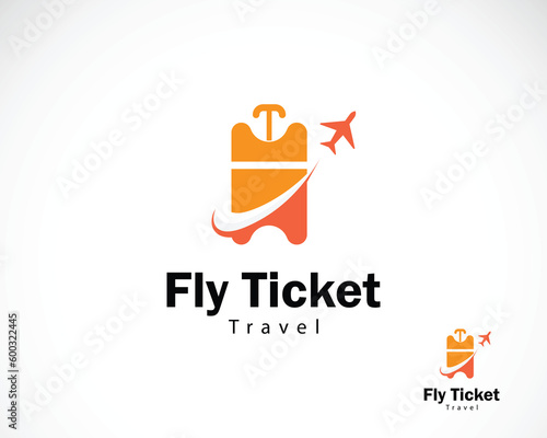 fly ticket logo creative design concept travel icon modern