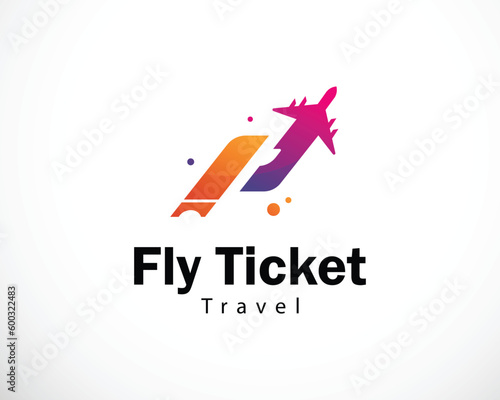fly ticket logo creative design concept travel icon modern