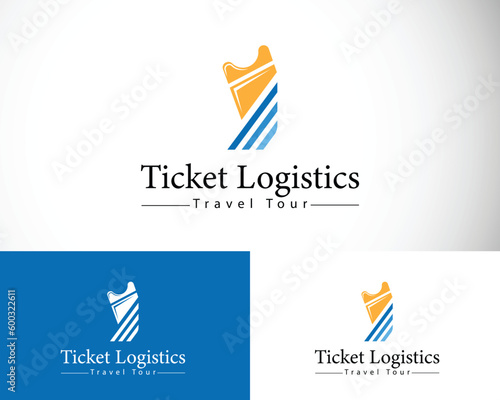 ticket logistics logo creative travel transport design concept modern icon