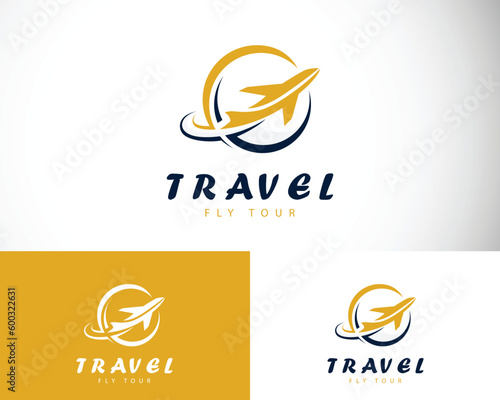 travel logo creative design icon modern aircraft tour world concept