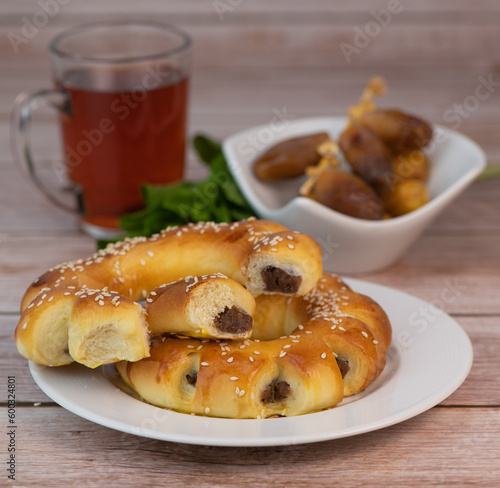 Recipe Maarouk of Aleppo, soft brioche with date paste, High quality photo photo