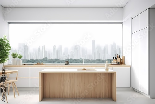 modern living room with city landscape photo