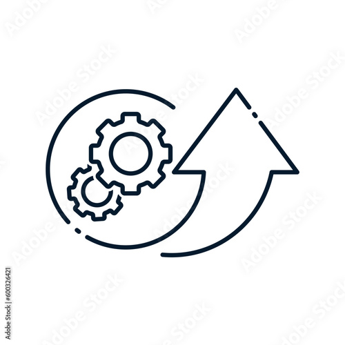 The concept of the development of technical characteristics and trends. Vector icon isolated on white background.