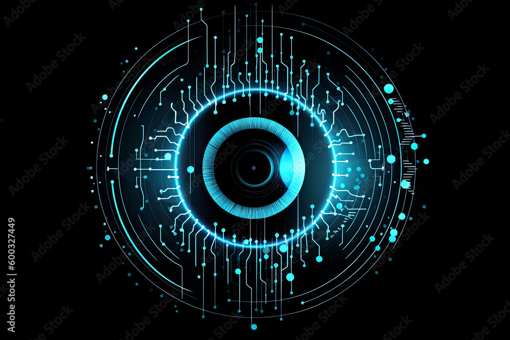 Digital eye, data network and cyber security technology, vector background Digital eye, data network and cyber security technology, vector background