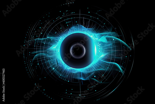 Digital eye, data network and cyber security technology, vector background