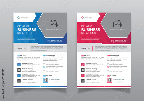 Modern business flyer template abstract colorful one page brochure