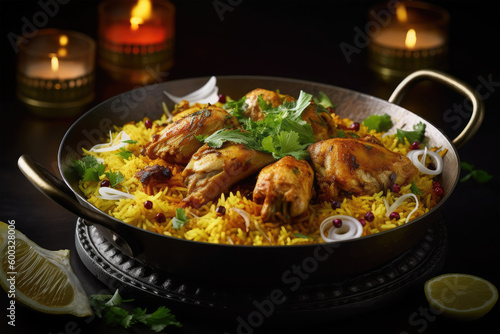 chicken biryani in dish