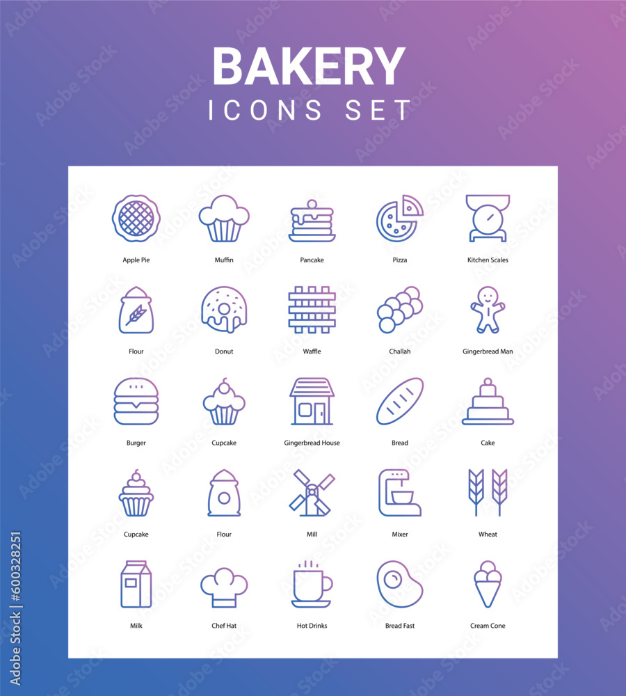 bakery related icon set