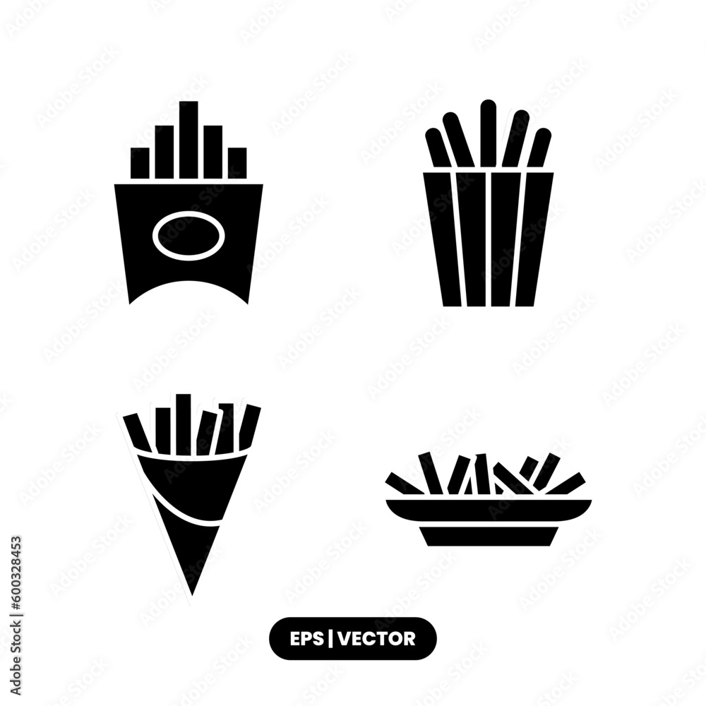 French fries icon vector illustration logo template for many purpose. Isolated on white background. French fries icon vector illustration logo template for many purpose. Isolated on white background.