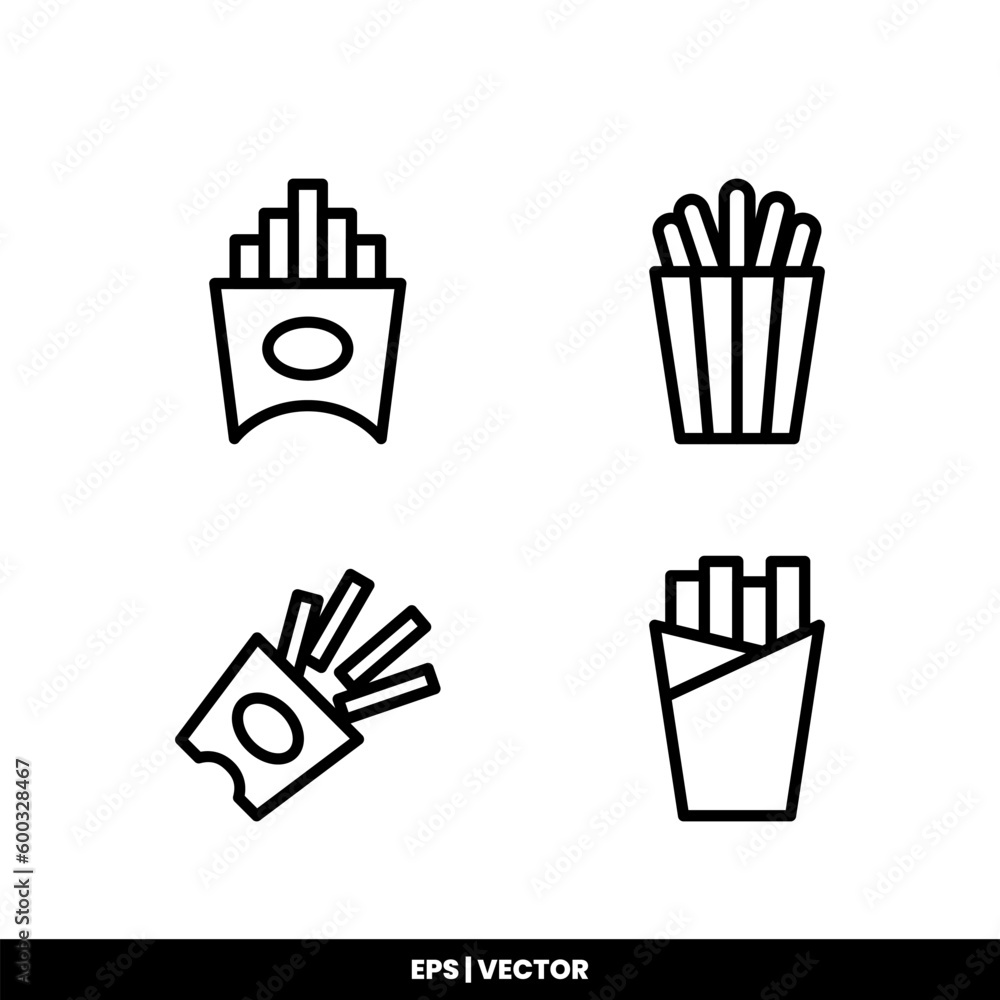 French fries icon vector illustration logo template for many purpose. Isolated on white background. French fries icon vector illustration logo template for many purpose. Isolated on white background.