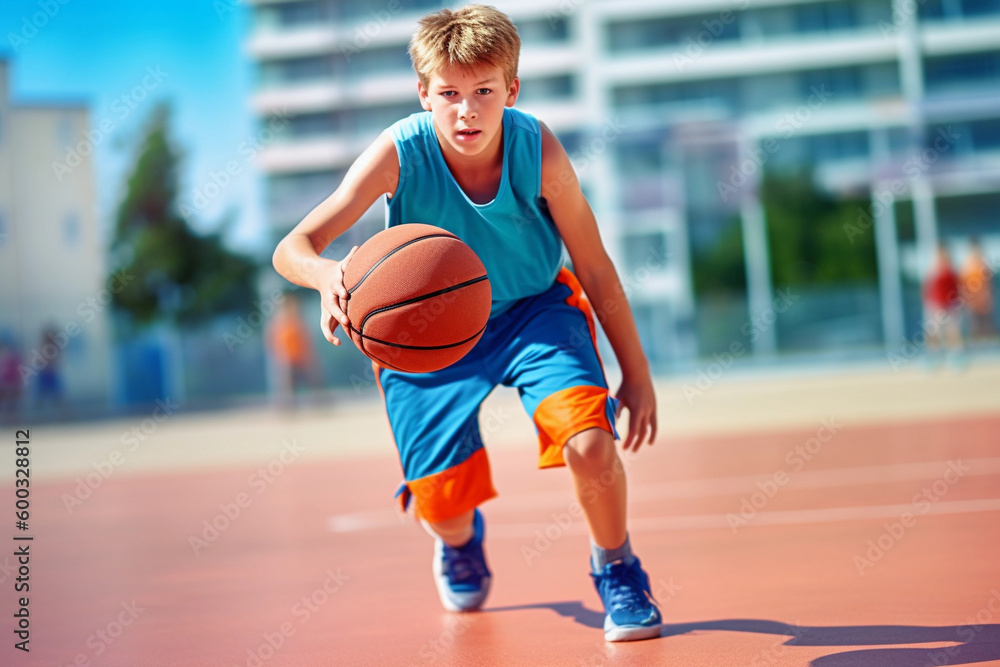 Athletic teenager on basketball court 1 Athletic teenager on basketball court 1
