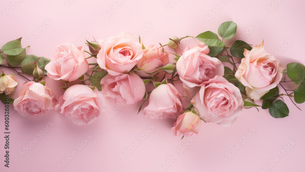 Stunning blossom pink rose, daisy flowers and knapweeds flowers Border with square frame surrounding on a White Pink Pastel colours Wooden Tabletop, Flower Border Art. Generative ai Stunning blossom pink rose, daisy flowers and knapweeds flowers Border with square frame surrounding on a White Pink Pastel colours Wooden Tabletop, Flower Border Art. Generative ai